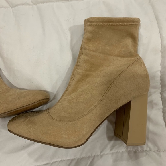 ASOS Tan Sock Heeled Sock Booties - Picture 2 of 3